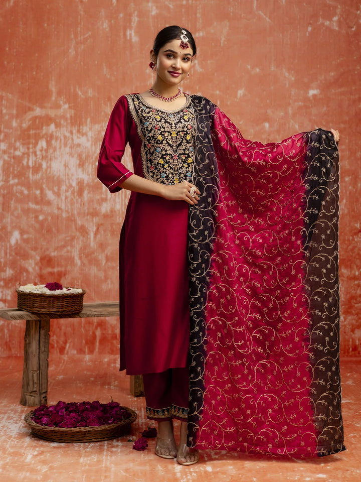 Trendy Viscose Rayon Suit with Chinon Dupatta for Women