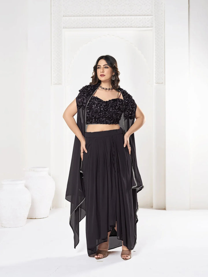 Glam Black Lehenga Set with Floral Work – Festive Must-Have