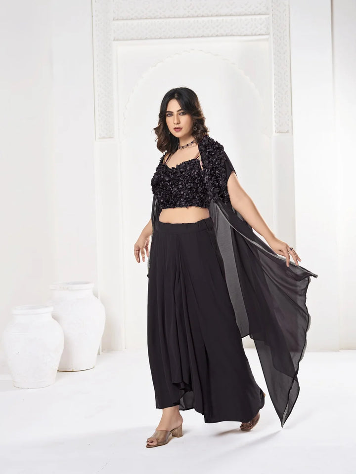 Glam Black Lehenga Set with Floral Work – Festive Must-Have