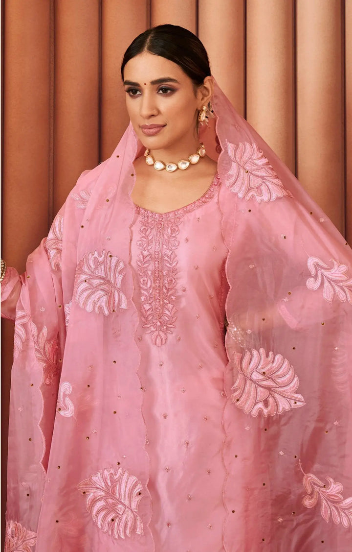 Premium Organza Salwar Suit with Artistic Thread Embroidery