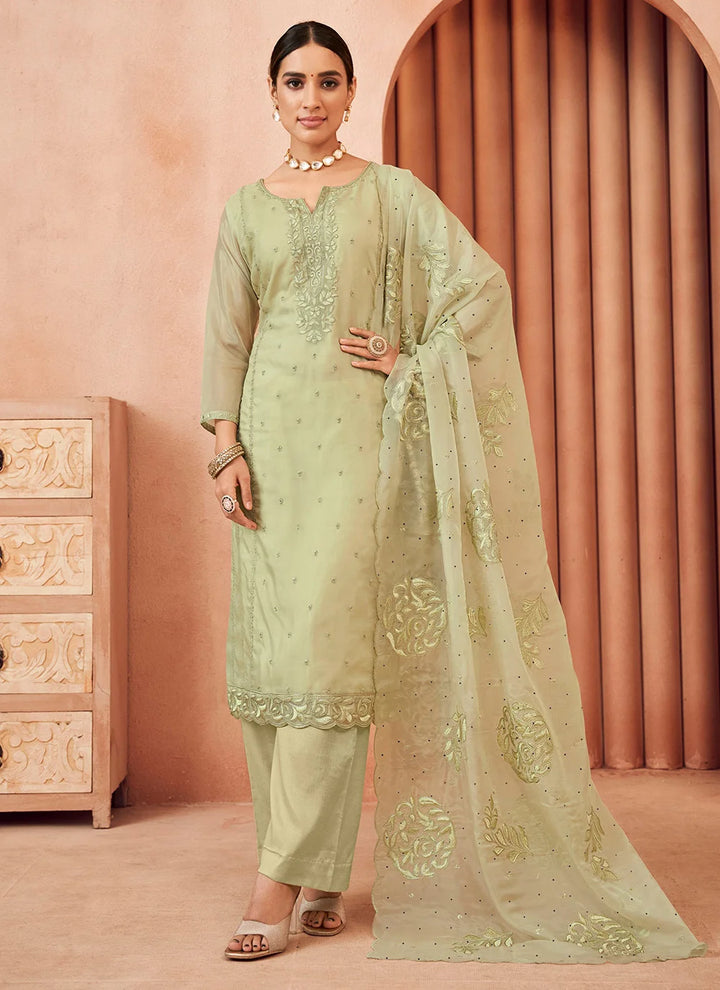 Premium Organza Salwar Suit with Artistic Thread Embroidery