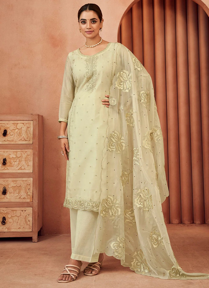 Premium Organza Salwar Suit with Artistic Thread Embroidery