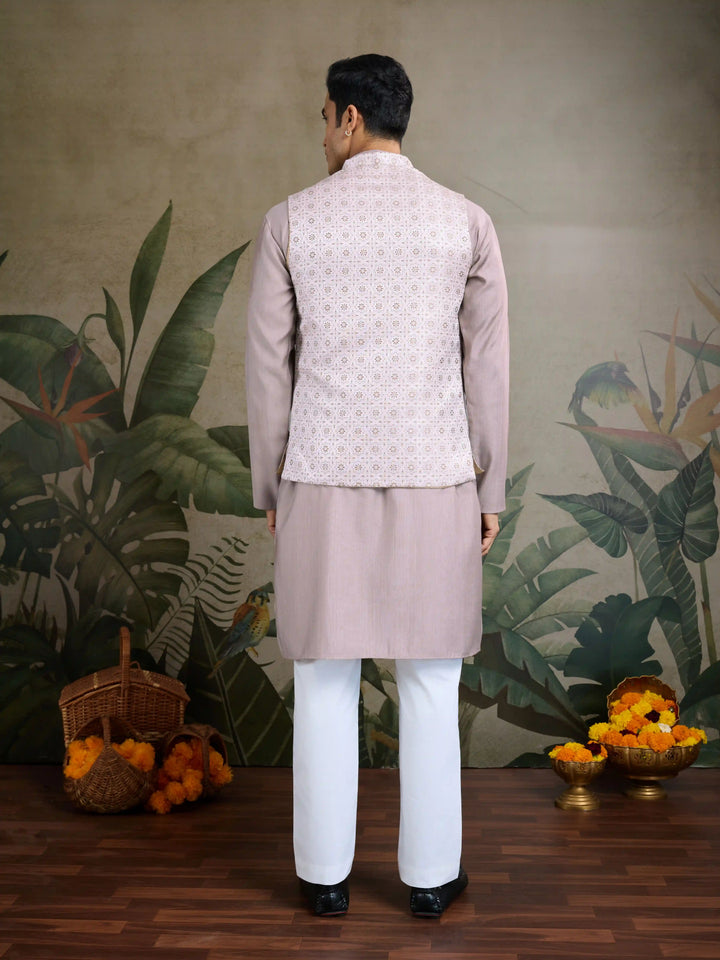 Designer Viscose Silk Kurta with Jacket Mirror & Thread Work for Festive