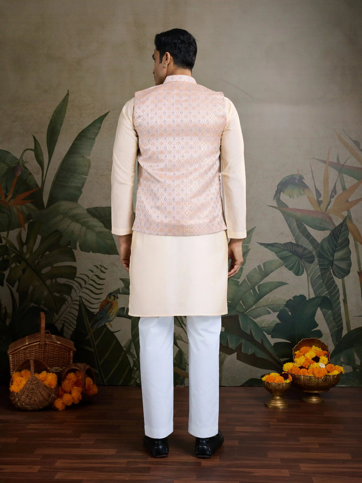Designer Viscose Silk Kurta with Jacket Mirror & Thread Work for Festive