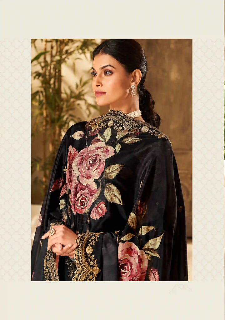 Stylish Viscose Dola Silk Suit with Jacquard Embroidery & Chinon Dupatta