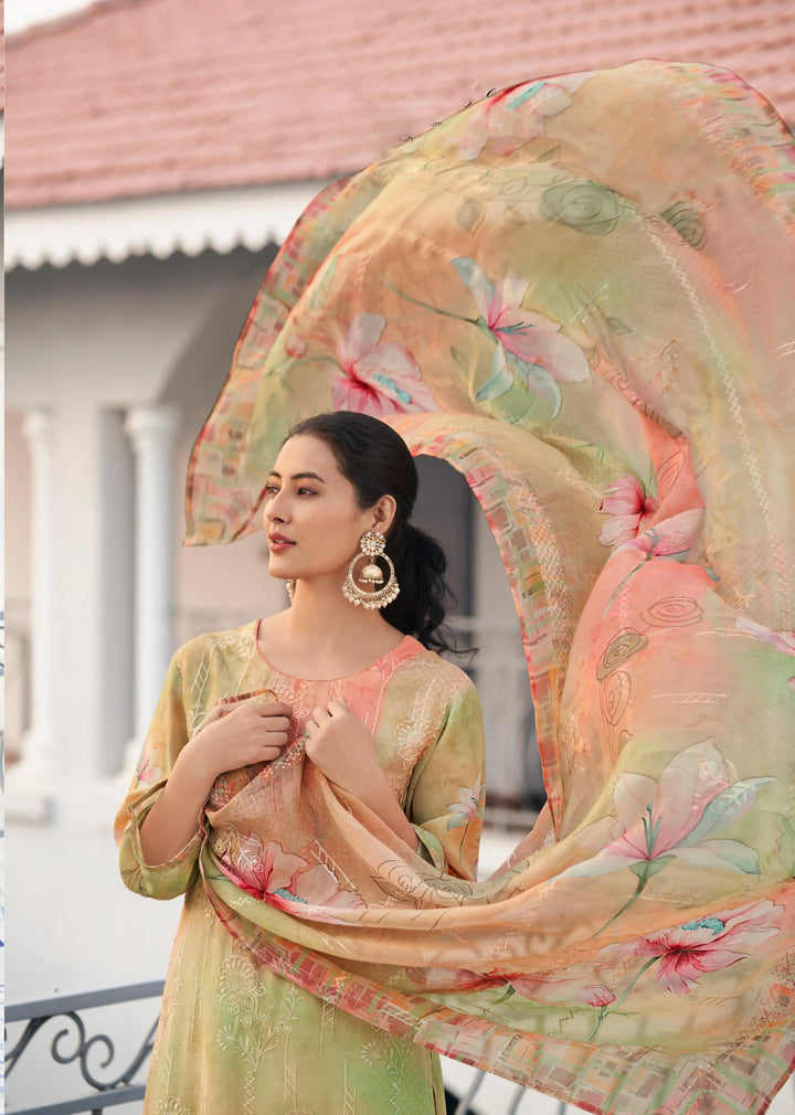 Designer Pista Green Suit with Digital Print & Embroidery for Festive
