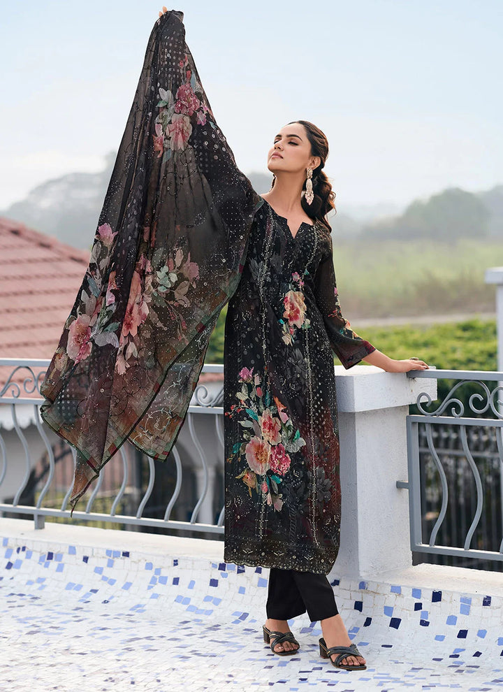 Black Georgette Salwar Kameez Party Wear Suit for Women