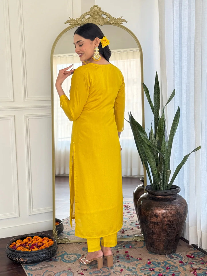 Exquisite Designer Salwar Kameez in C P Vichitra Fabric with Embroidery