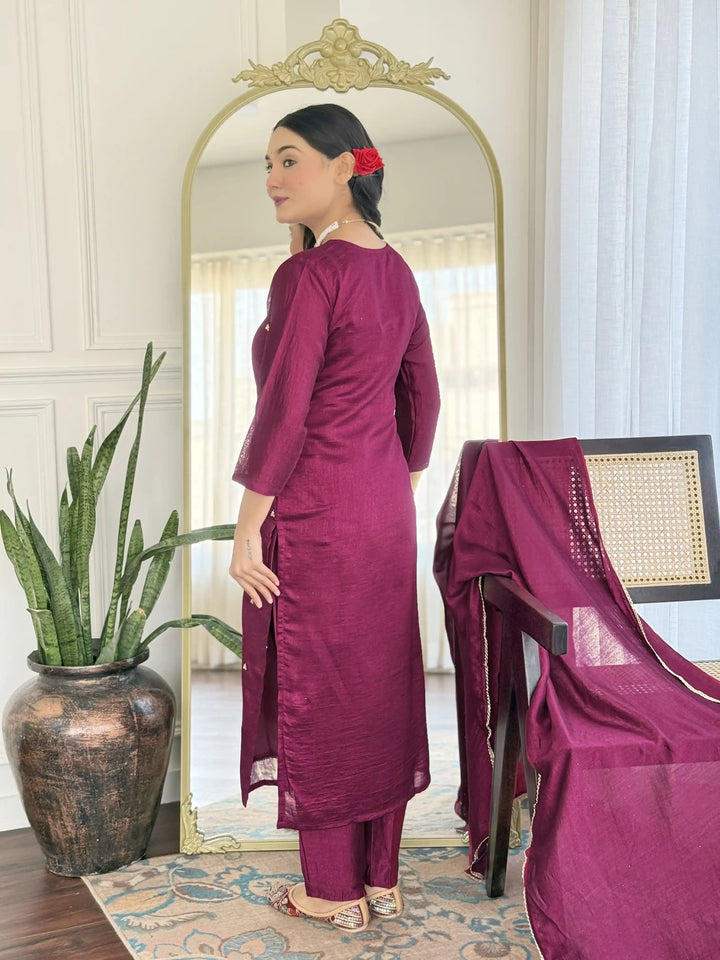 Exquisite Designer Salwar Kameez in C P Vichitra Fabric with Embroidery