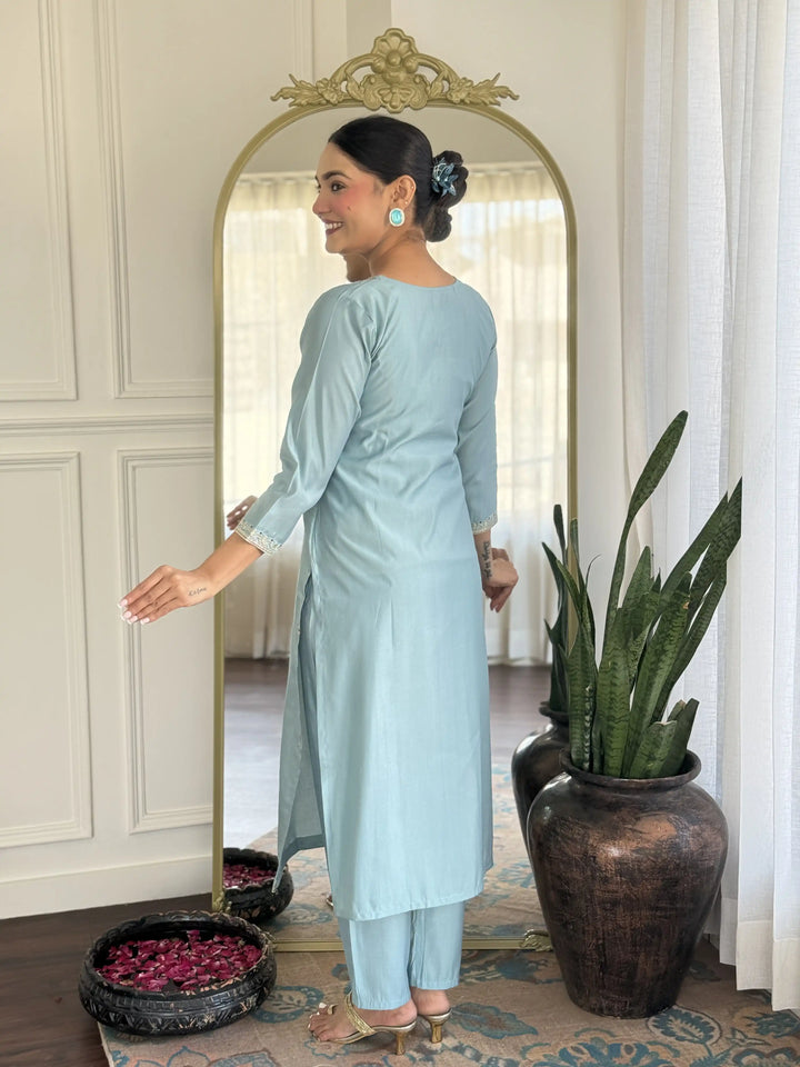 Exclusive Designer Salwar Kameez Set with Silk Dupatta & Embroidery