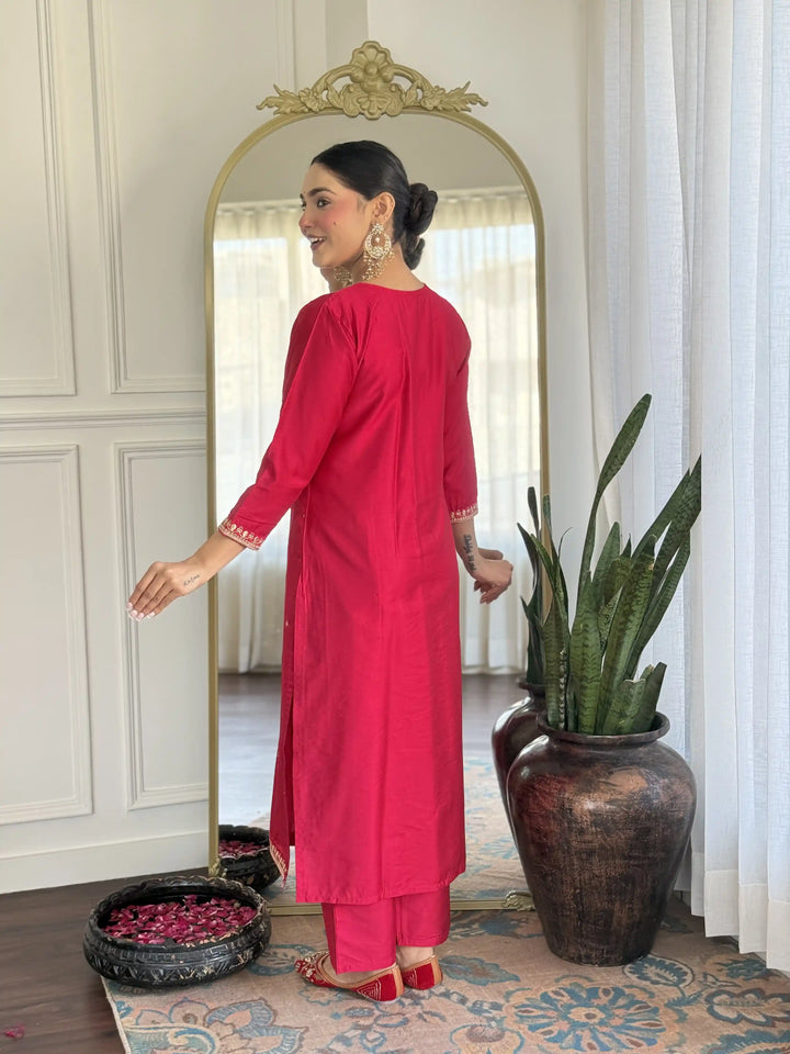 Exclusive Designer Salwar Kameez Set with Silk Dupatta & Embroidery