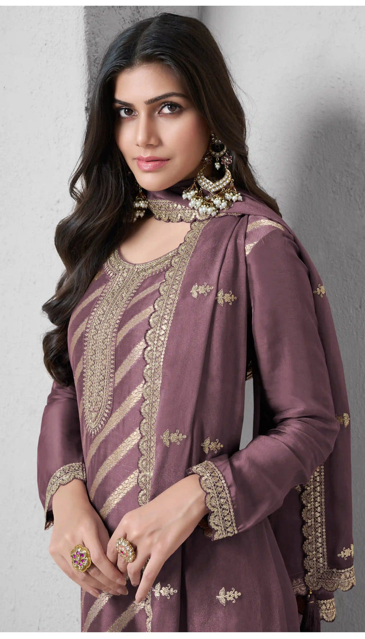 Stunning Ethnic Silk Salwar Suit with Dupatta for Festive Glam