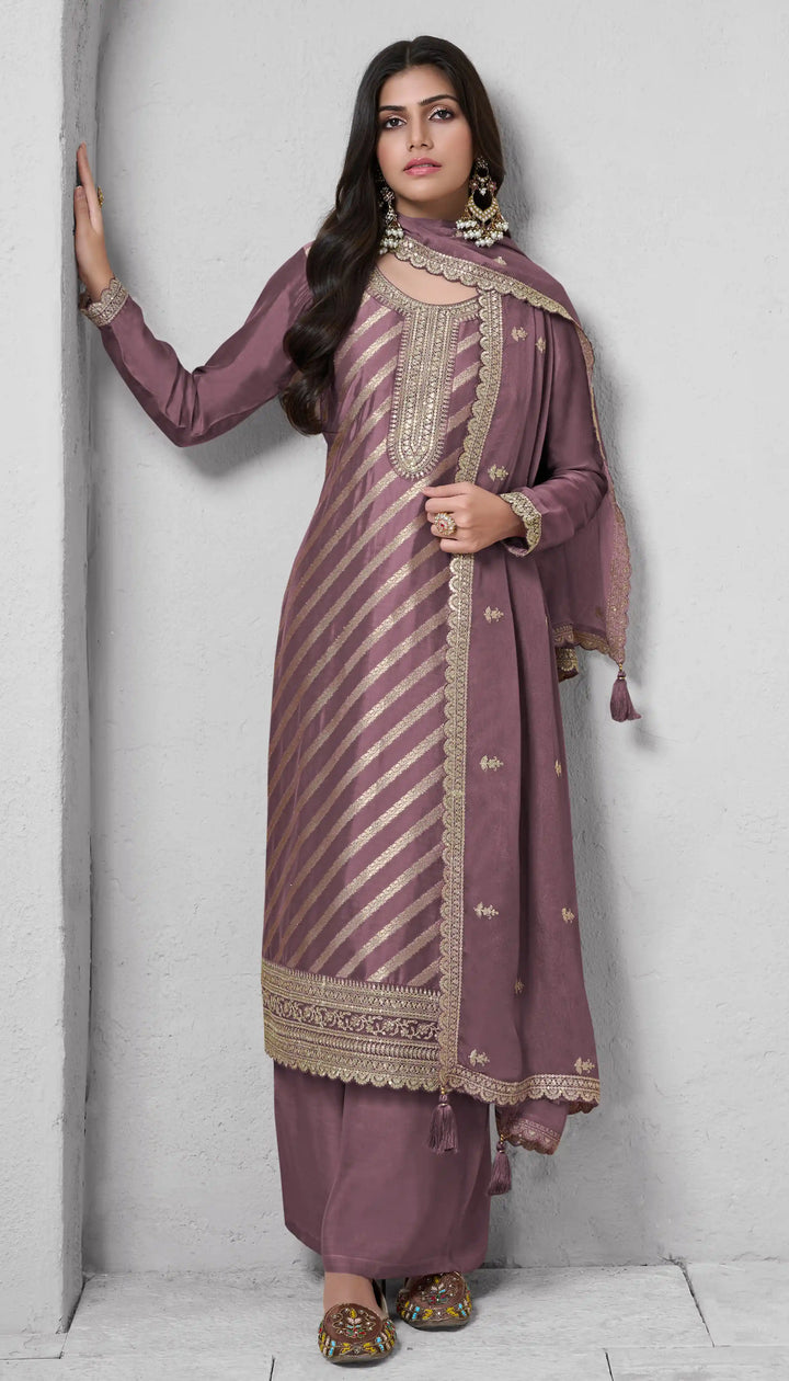 Stunning Ethnic Silk Salwar Suit with Dupatta for Festive Glam