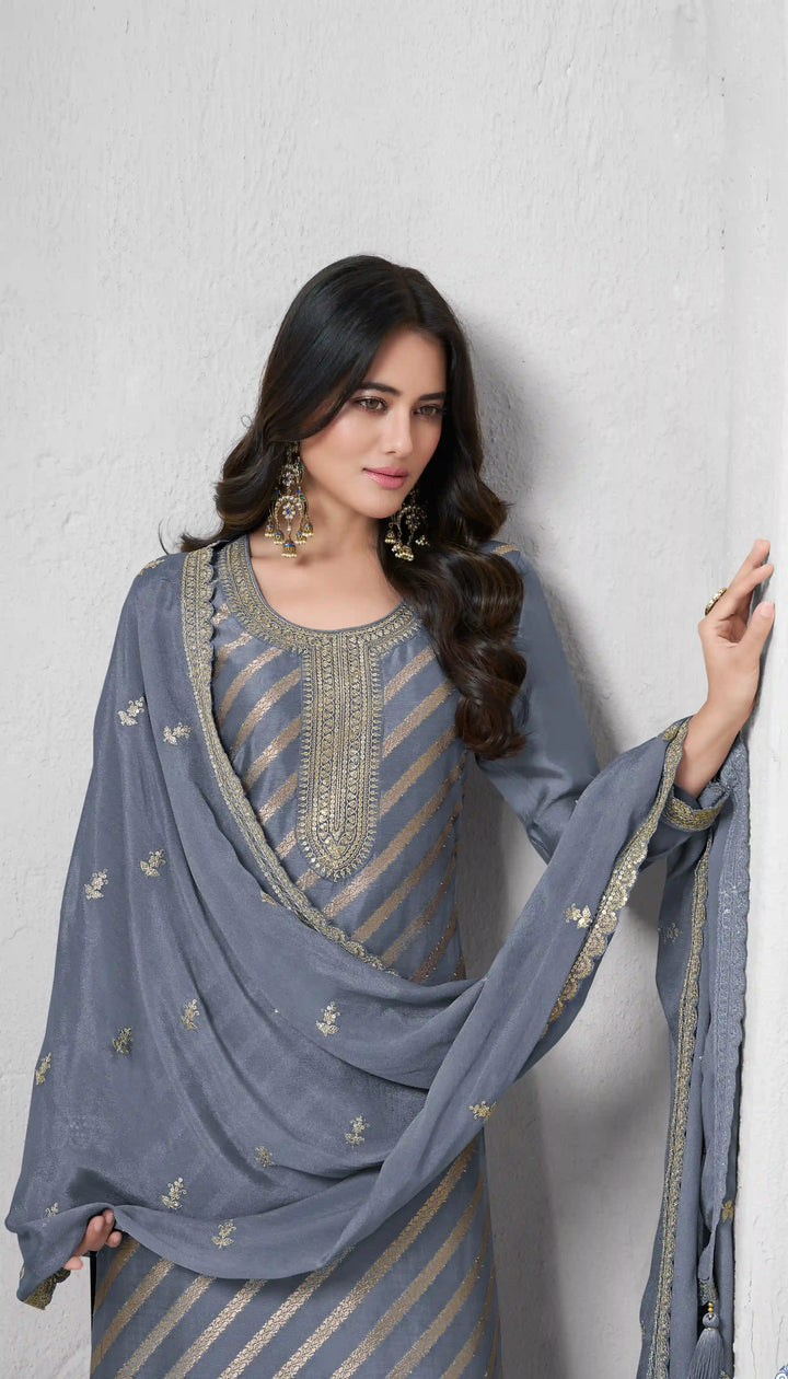 Stunning Ethnic Silk Salwar Suit with Dupatta for Festive Glam