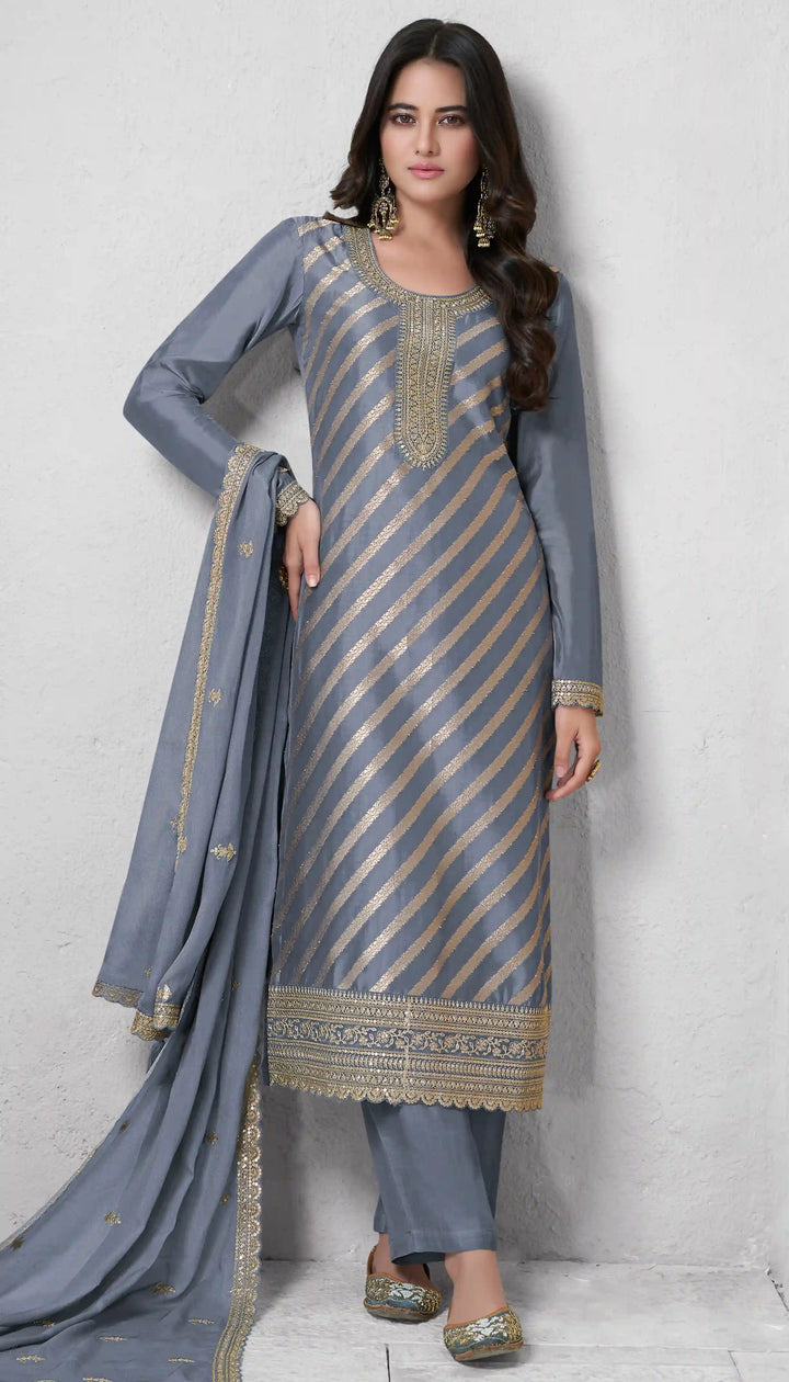 Stunning Ethnic Silk Salwar Suit with Dupatta for Festive Glam
