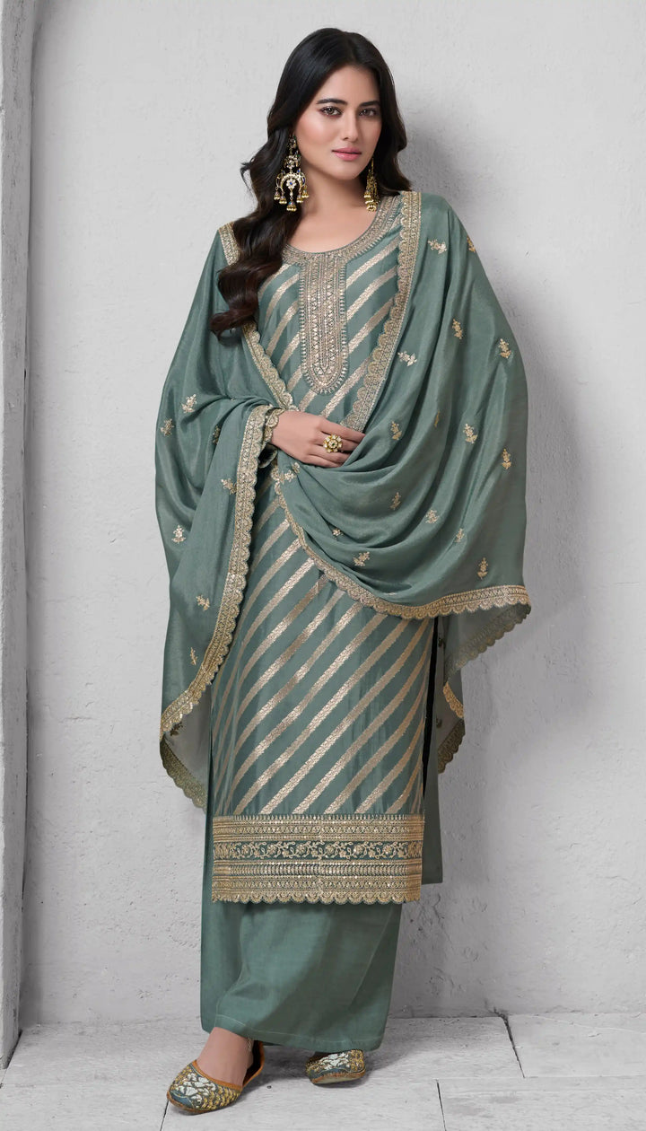 Stunning Ethnic Silk Salwar Suit with Dupatta for Festive Glam