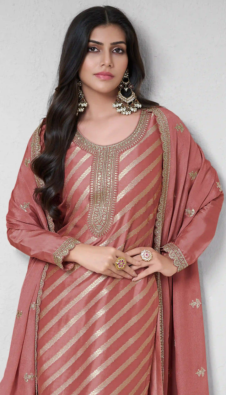 Stunning Ethnic Silk Salwar Suit with Dupatta for Festive Glam