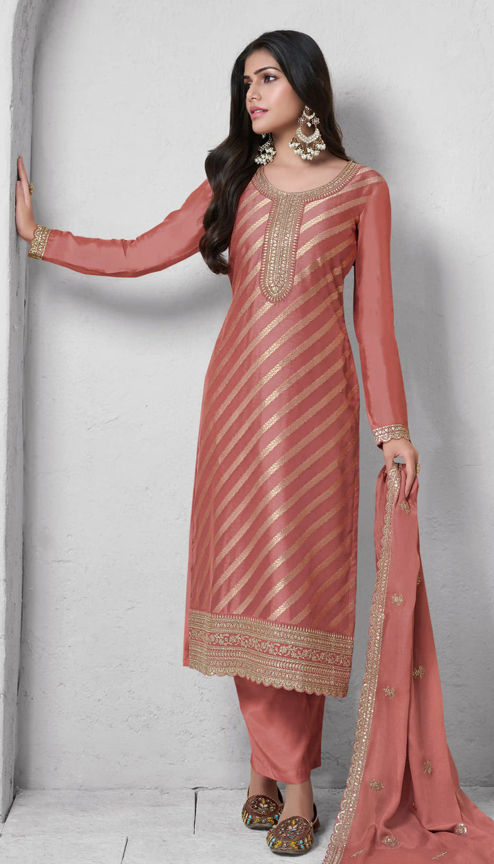 Stunning Ethnic Silk Salwar Suit with Dupatta for Festive Glam