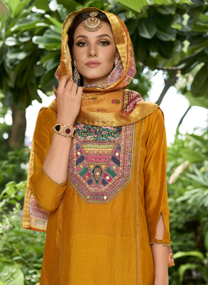 Alluring Yellow Salwar Kameez in Rich Silk & Handwork