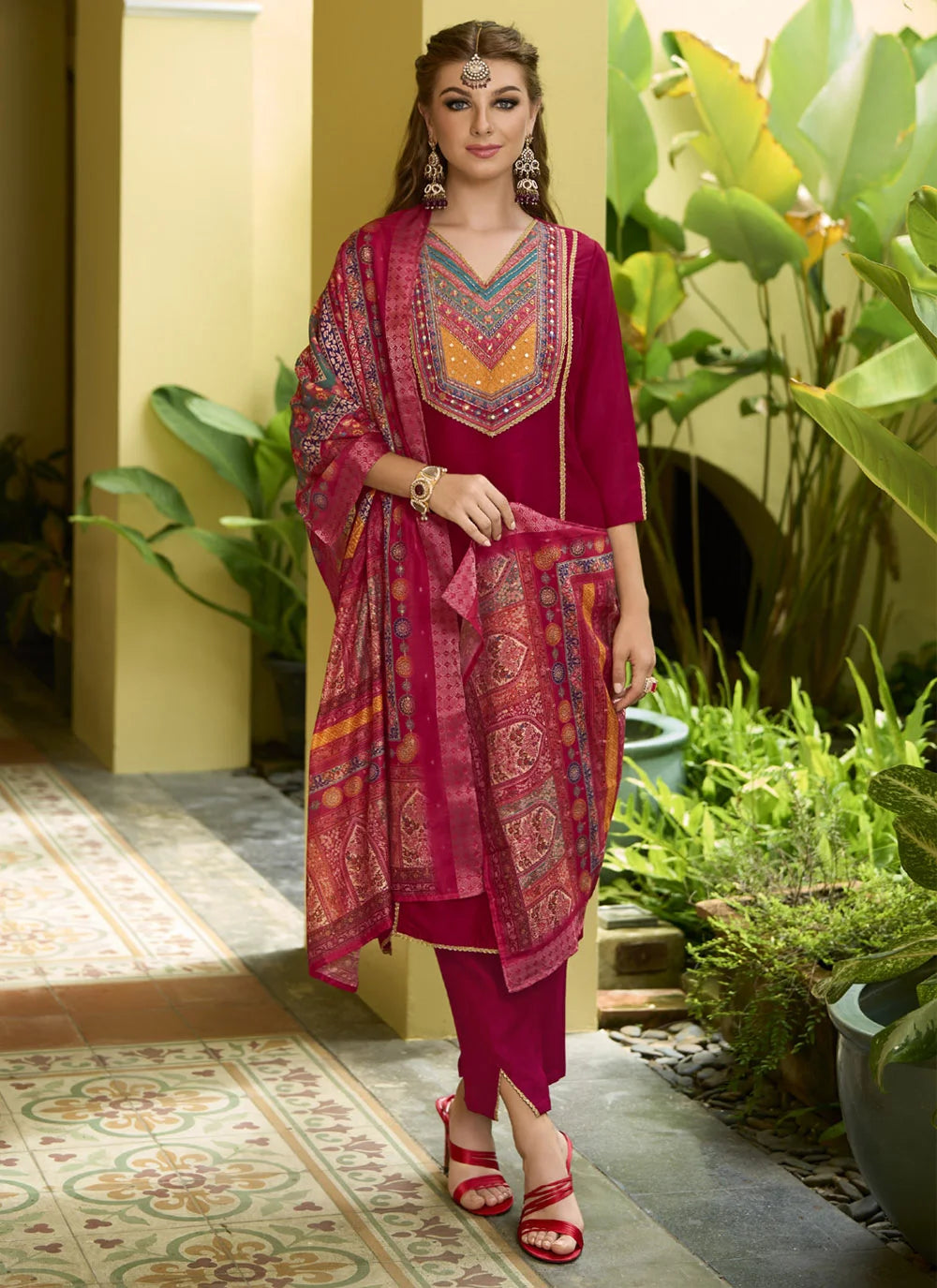 Fashion  Silk Suit Set in Blush Pink with Designer Hand Work