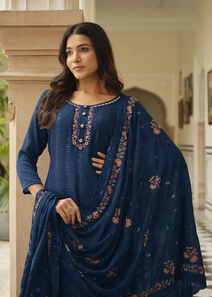Stylish Chinon Salwar Suit Heavy Multi Thread Embroidery for Party Wear