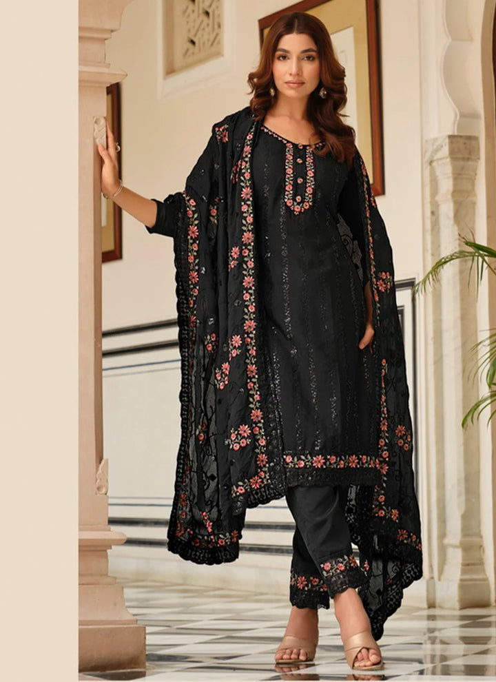 Stylish Chinon Salwar Suit Heavy Multi Thread Embroidery for Party Wear