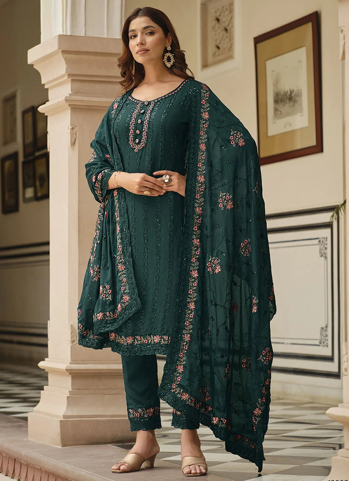 Stylish Chinon Salwar Suit Heavy Multi Thread Embroidery for Party Wear