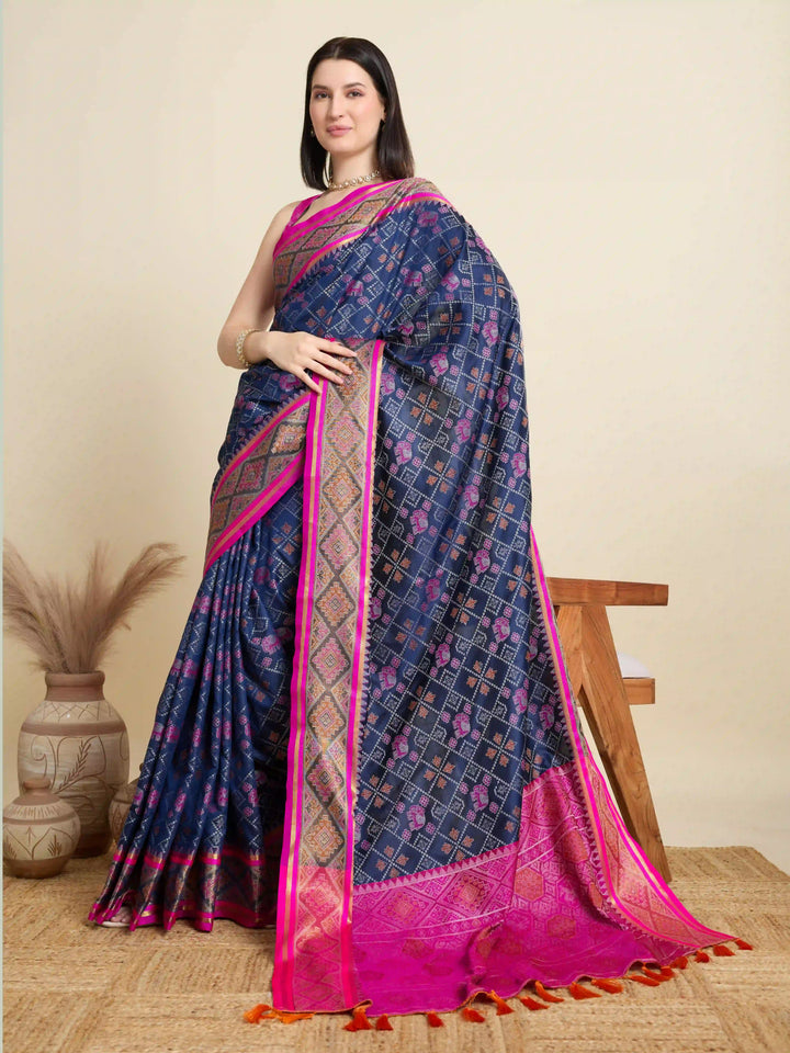 Glamorous Meenakari Patola Saree – Festive & Party Ready Look