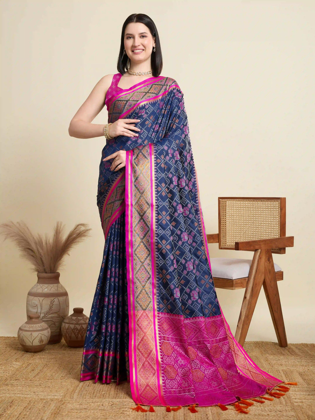Glamorous Meenakari Patola Saree – Festive & Party Ready Look