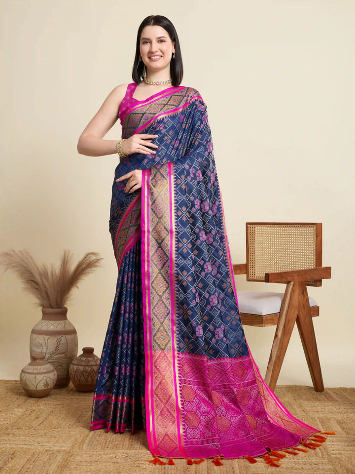 Glamorous Meenakari Patola Saree – Festive & Party Ready Look