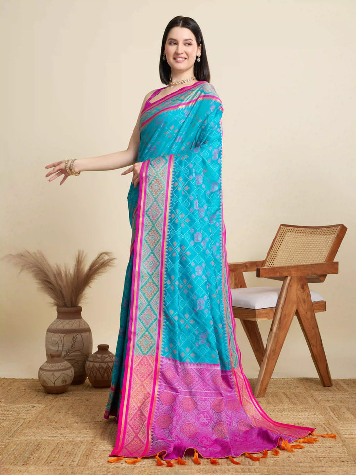 Glamorous Meenakari Patola Saree – Festive & Party Ready Look