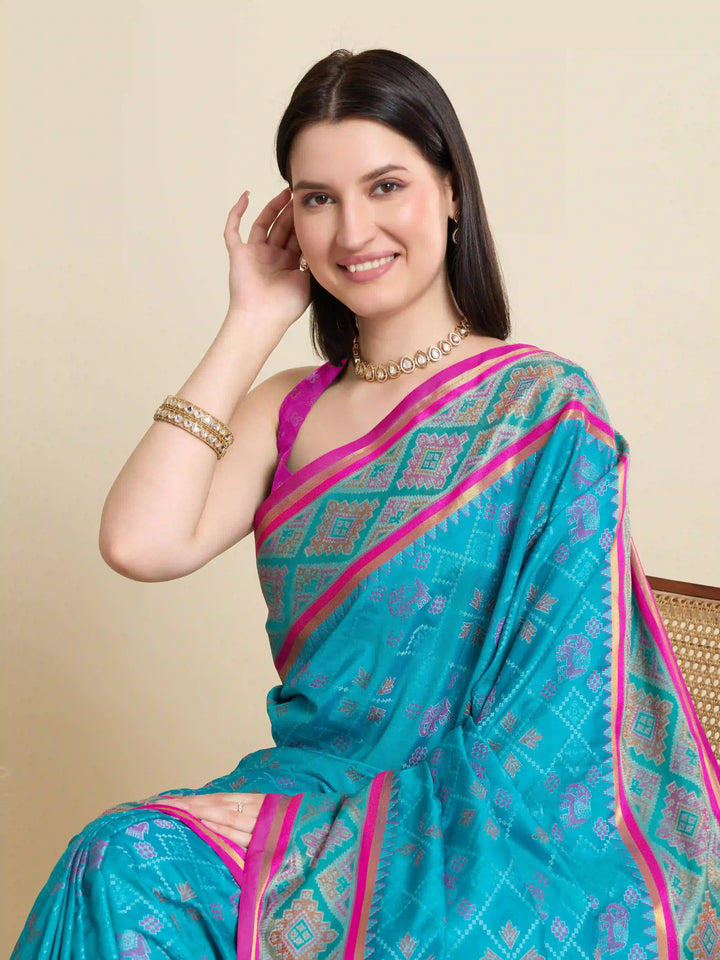 Glamorous Meenakari Patola Saree – Festive & Party Ready Look