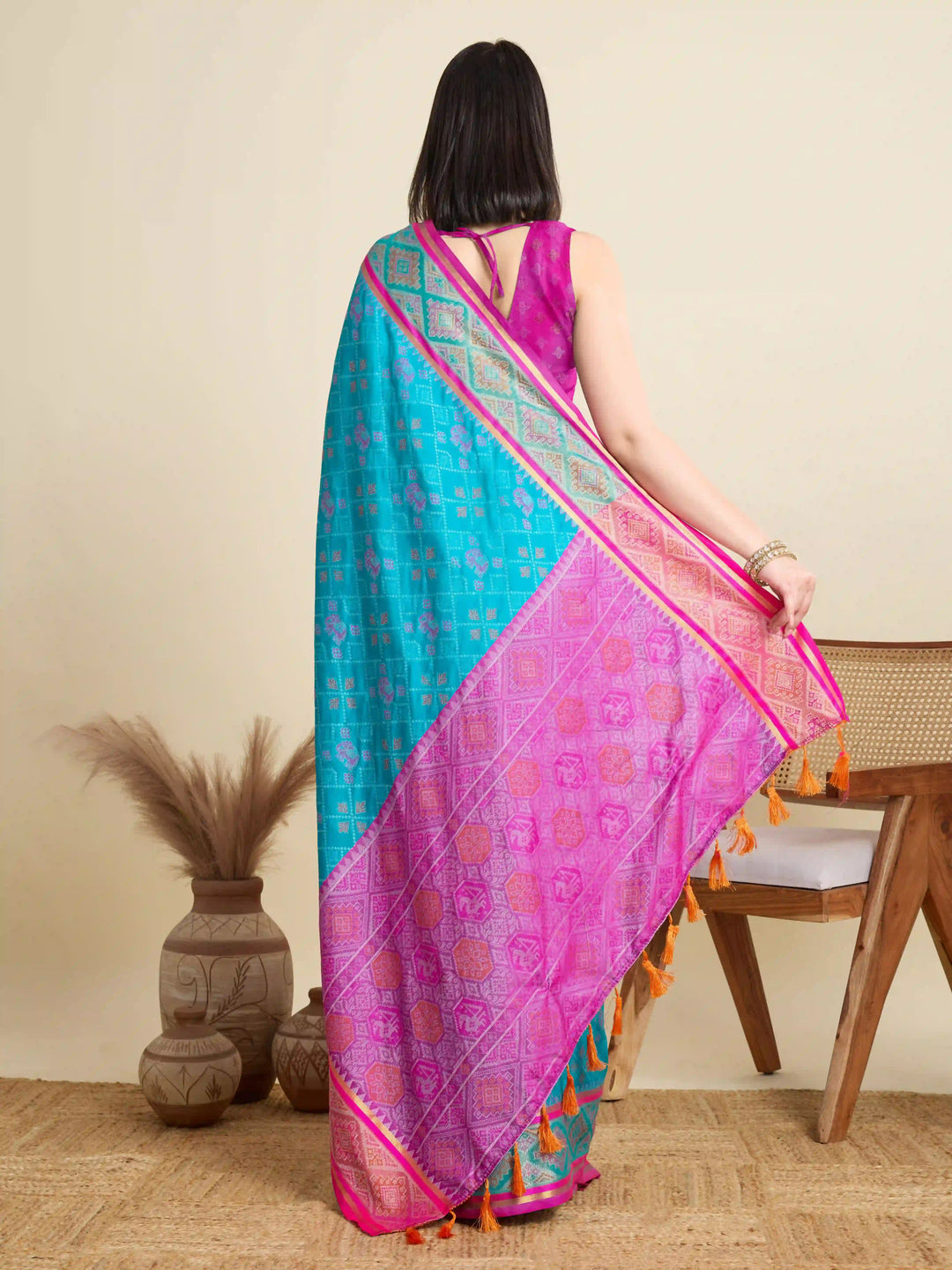 Glamorous Meenakari Patola Saree – Festive & Party Ready Look