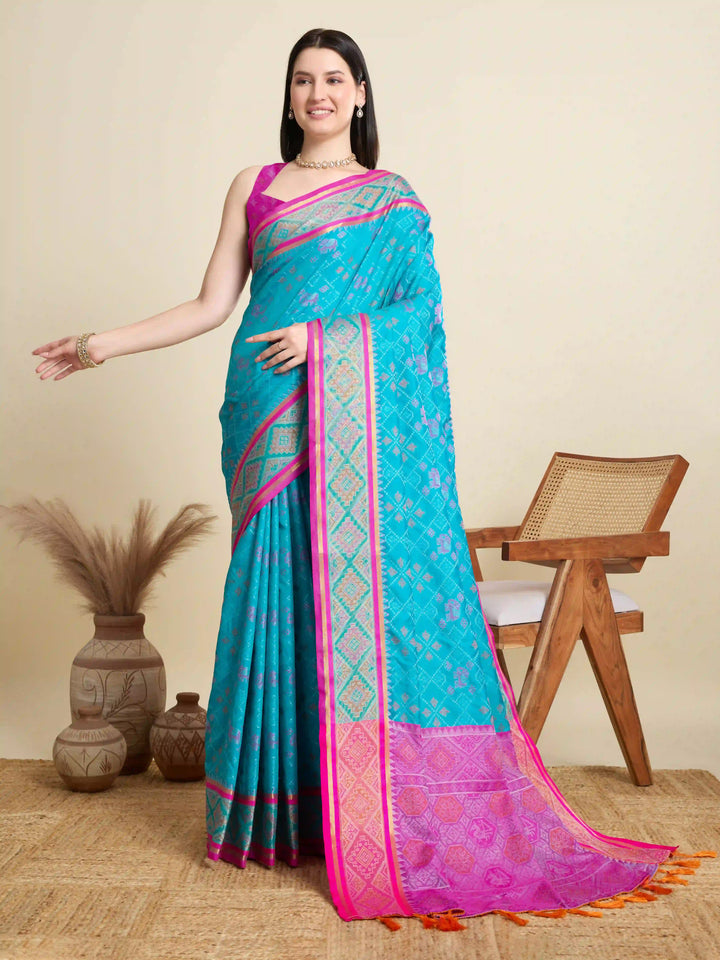 Glamorous Meenakari Patola Saree – Festive & Party Ready Look