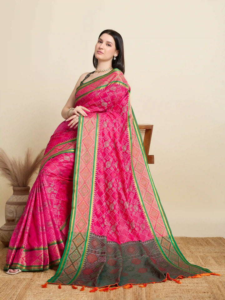Glamorous Meenakari Patola Saree – Festive & Party Ready Look