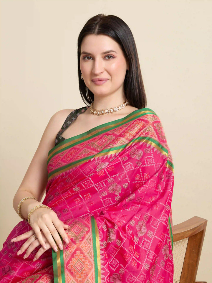 Glamorous Meenakari Patola Saree – Festive & Party Ready Look