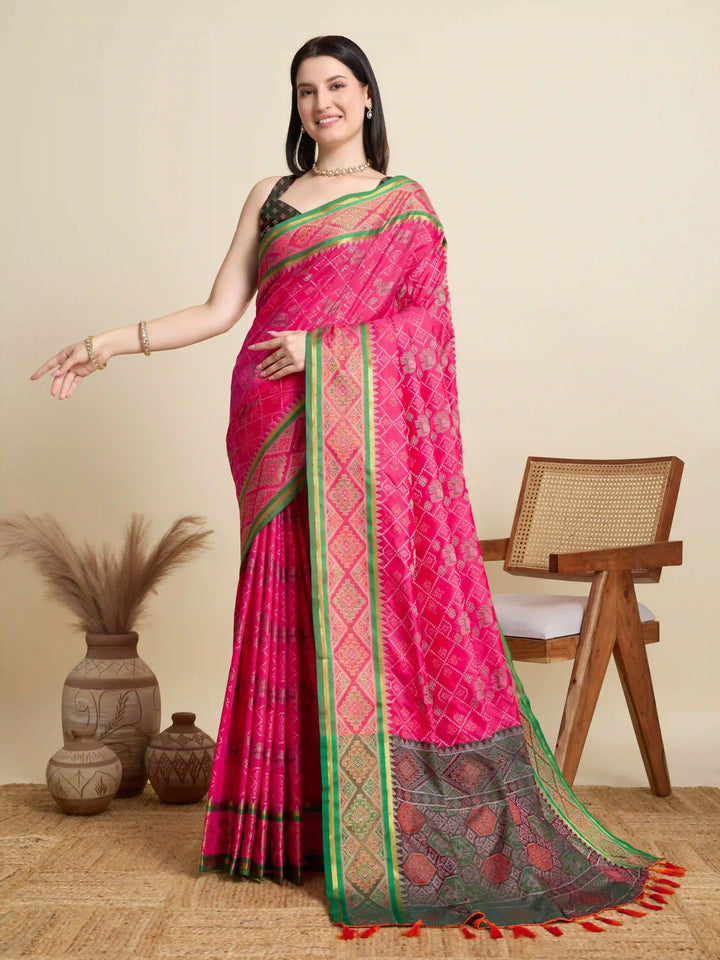 Glamorous Meenakari Patola Saree – Festive & Party Ready Look