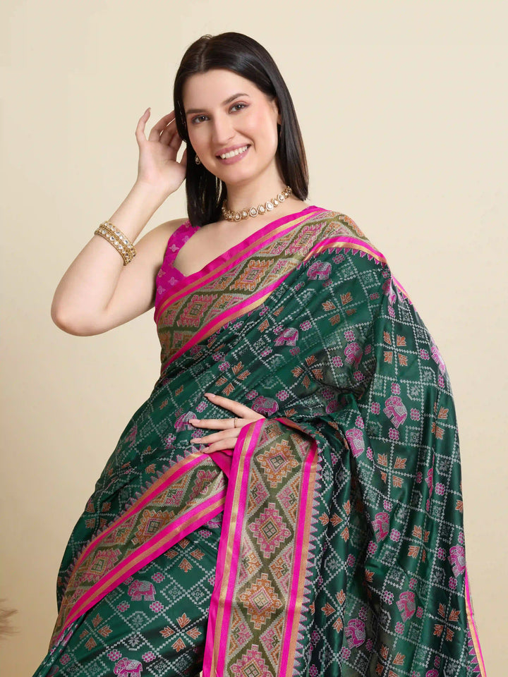 Glamorous Meenakari Patola Saree – Festive & Party Ready Look