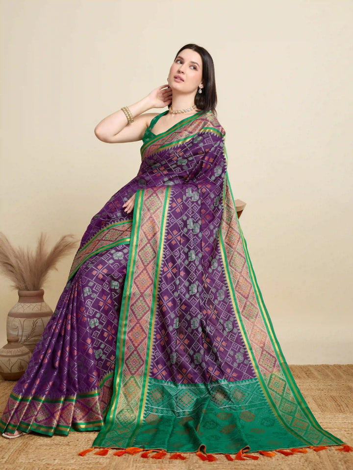 Glamorous Meenakari Patola Saree – Festive & Party Ready Look