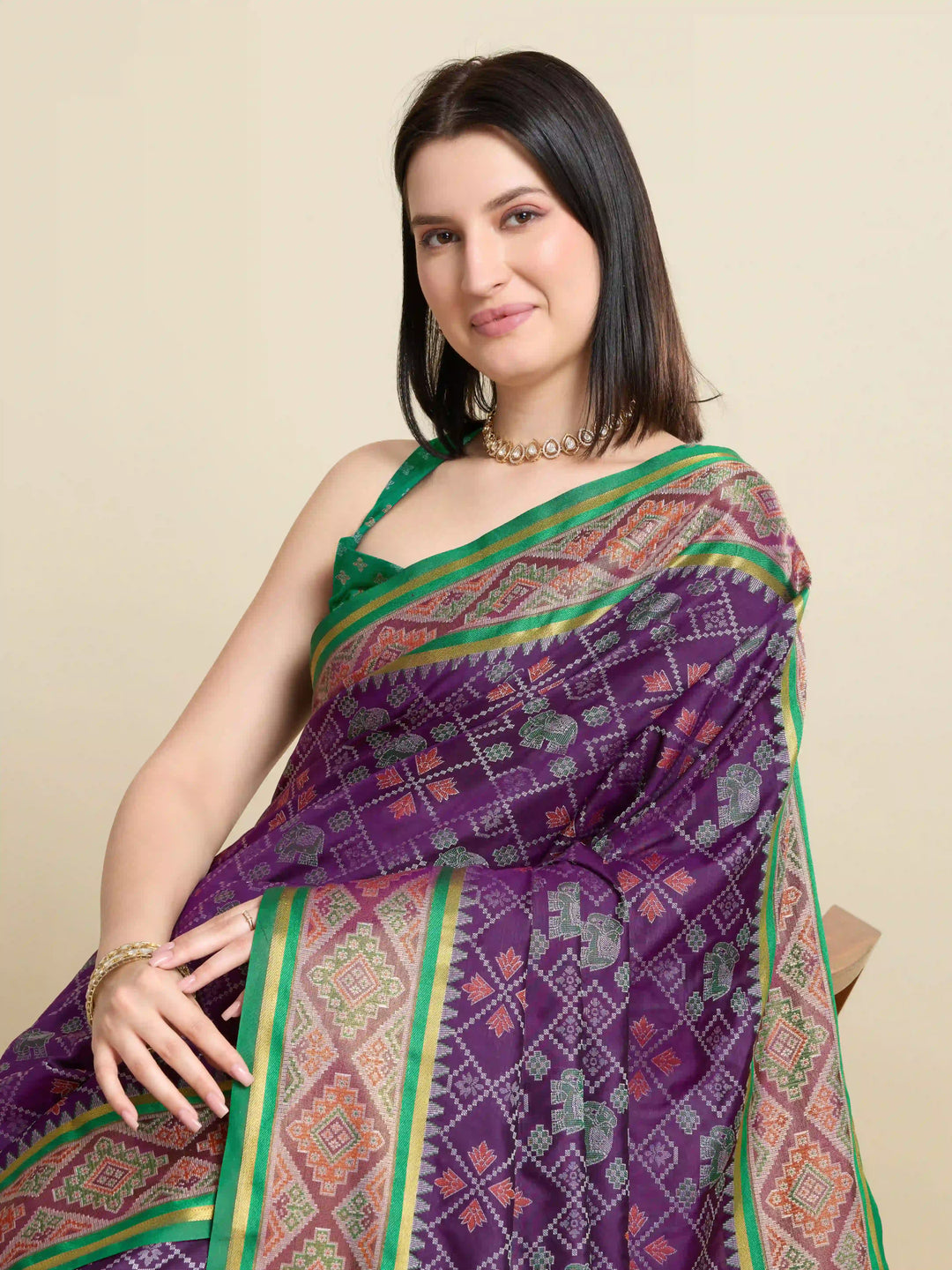 Glamorous Meenakari Patola Saree – Festive & Party Ready Look