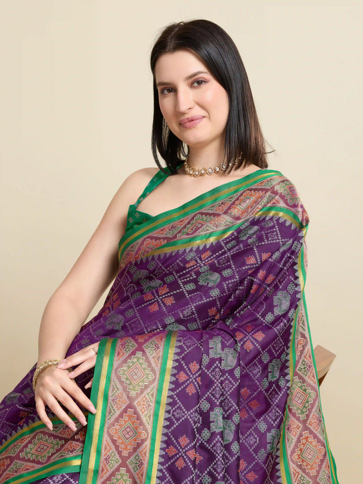 Glamorous Meenakari Patola Saree – Festive & Party Ready Look