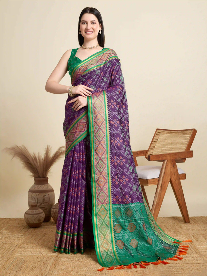 Glamorous Meenakari Patola Saree – Festive & Party Ready Look
