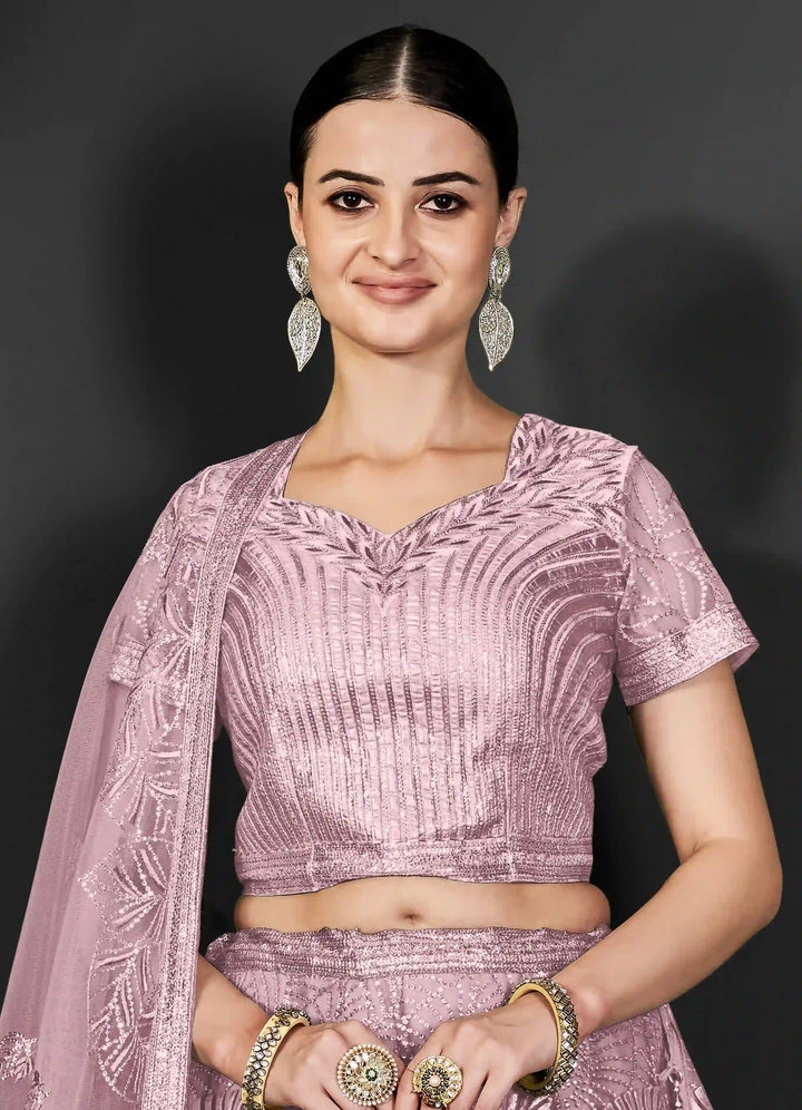 Premium Embroidered Net Lehenga Set with Matching Dupatta
