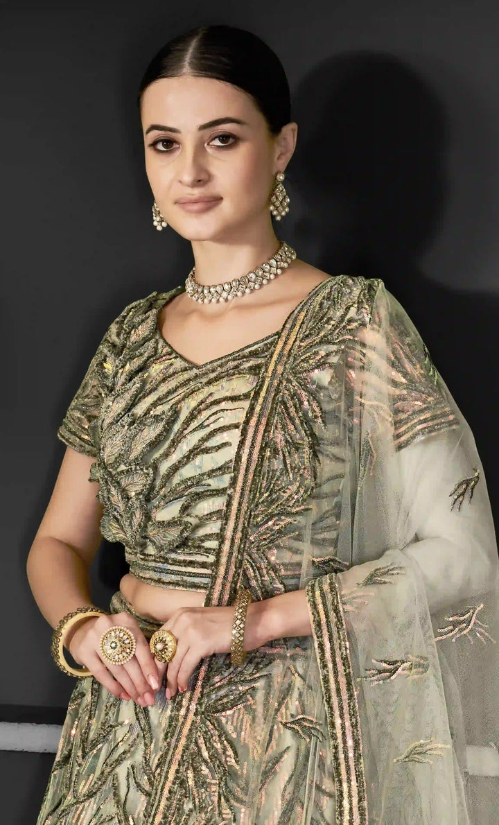 Exquisite Net Lehenga Choli Set with Embroidered Detailing