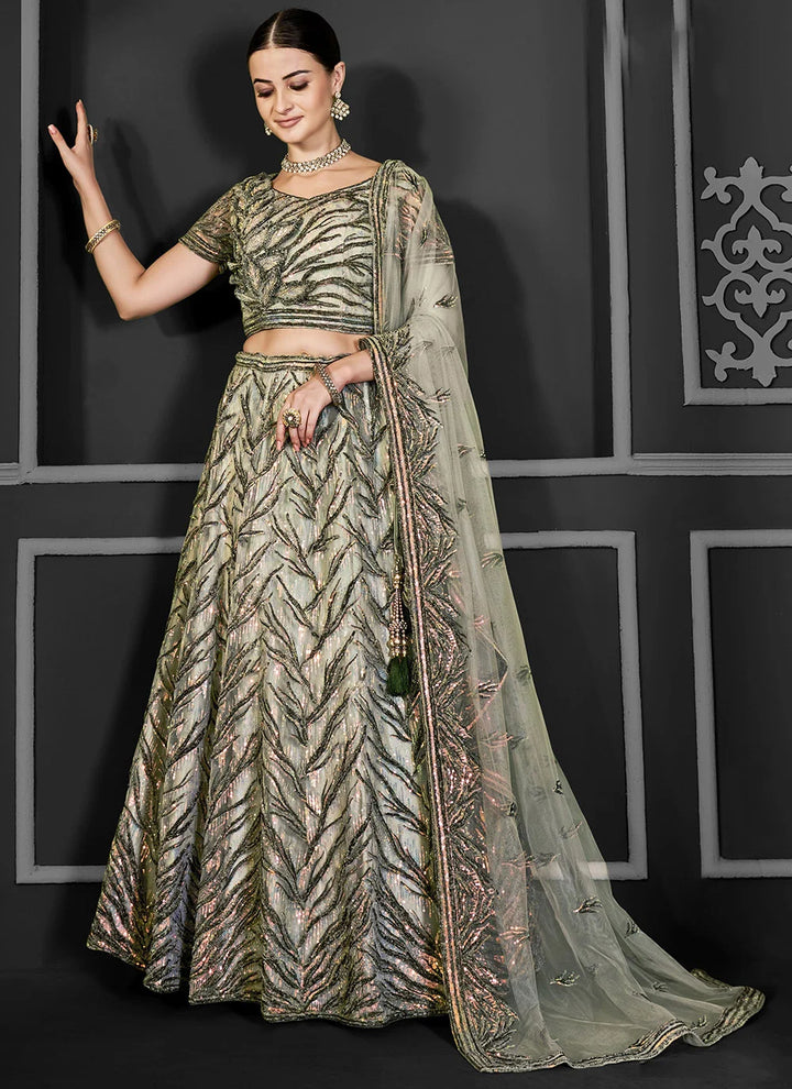 Exquisite Net Lehenga Choli Set with Embroidered Detailing