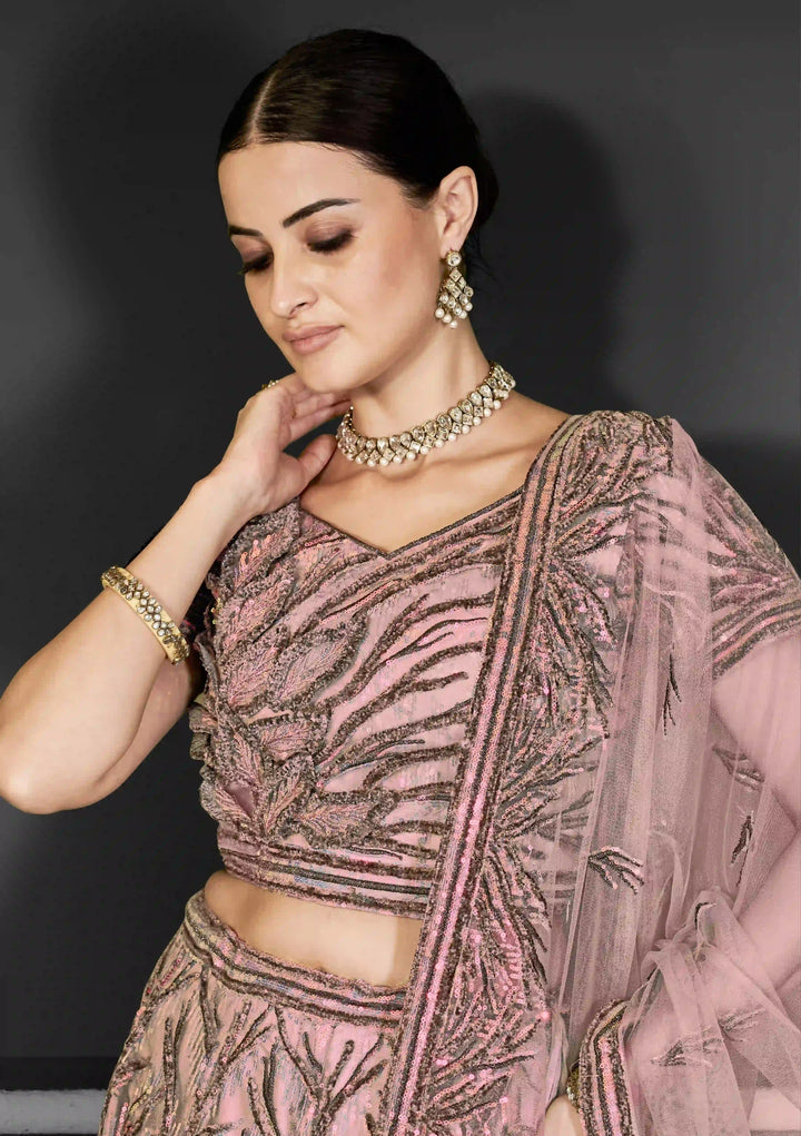 Exquisite Net Lehenga Choli Set with Embroidered Detailing