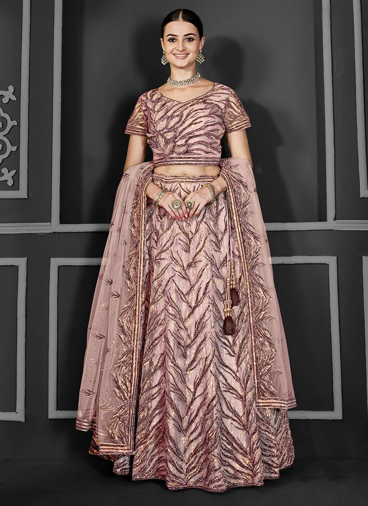 Exquisite Net Lehenga Choli Set with Embroidered Detailing