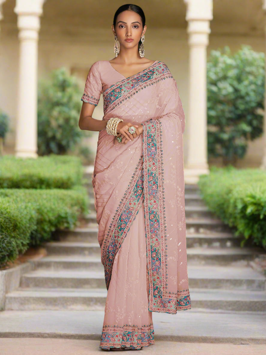Blue georgette saree crafted for elegance and style.