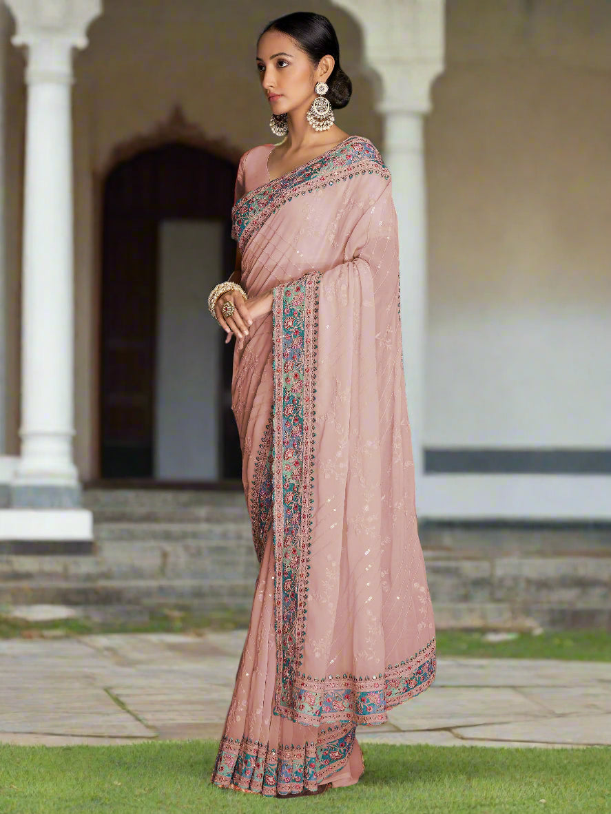 Vibrant color luxurious fabric exclusive attire crafted for elegance and style.