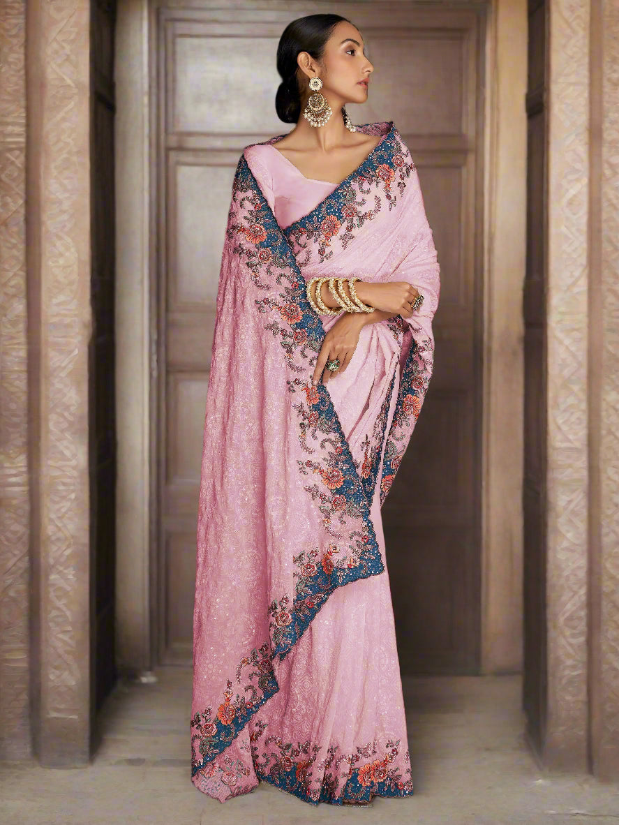 Vibrant color luxurious fabric exclusive attire crafted for elegance and style.